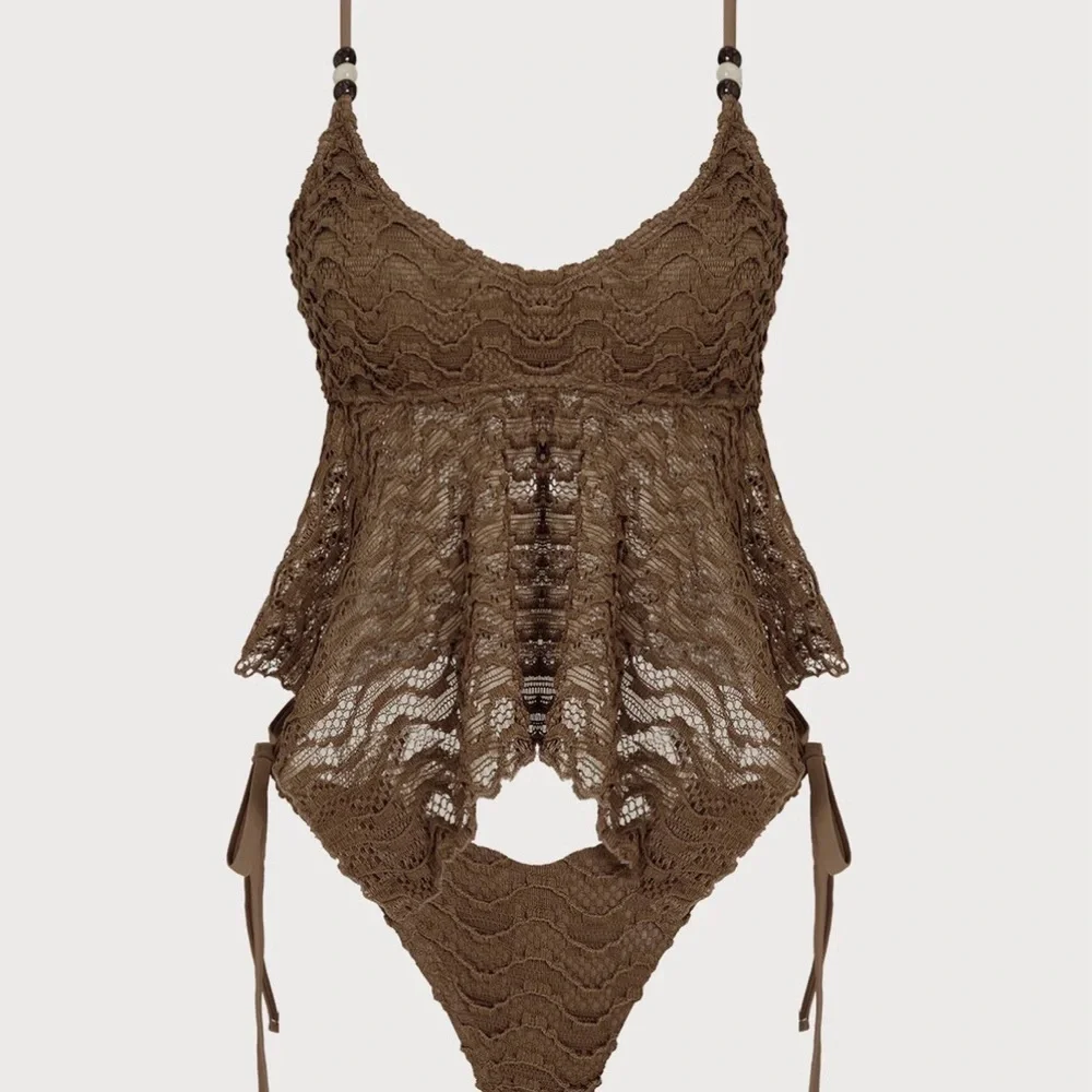 Samiol Brown Lace Bodysuit